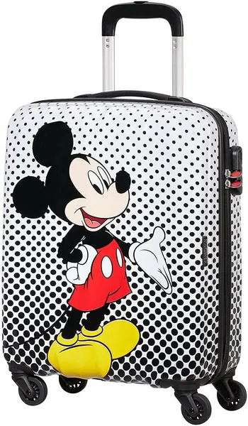 Image of American Tourister Disney Legends VZDV1 Spinner Hardshell Polka Dot Black/White Cabin Suitcase