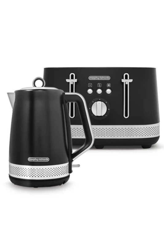 Image of Morphy Richards Illumination Kettle and Toaster Set in Black One Size Unisex 5056765430199
