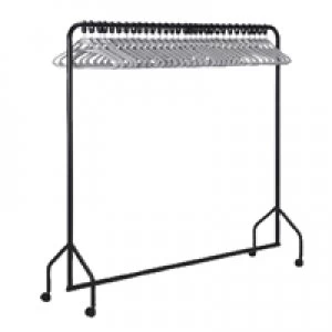 Image of Slingsby VFM Black Garment Rail With 30 Grey Hangers 311418