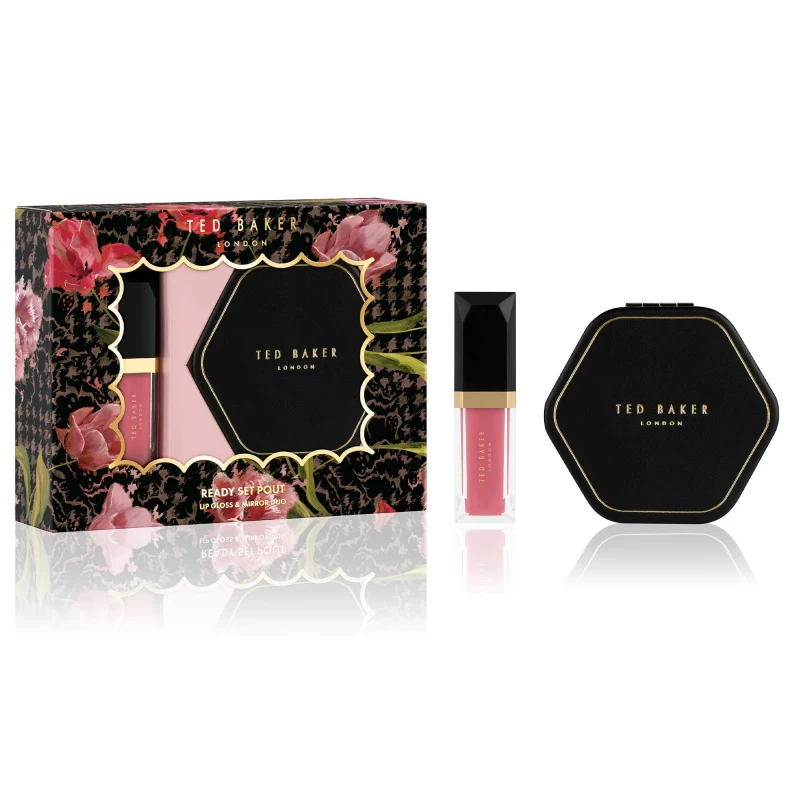 Image of Ted Baker Ready Set Pout Lip Gloss & Mirror Duo Gift Set 1x Lip Gloss + 1x Compact Mirror