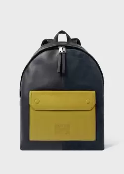 Image of Paul Smith Navy Leather Contrast Pocket Backpack