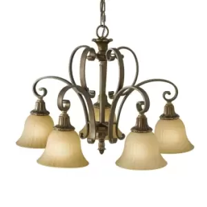 Image of 5 Bulb Chandelier LIght Firenze Gold British Bronze LED E14 60W