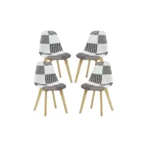 Image of Chrono Patchwork Dining Chair Modern Armless Dinette Chair for Kitchen, Office, Living Room Multiclor Set of 4