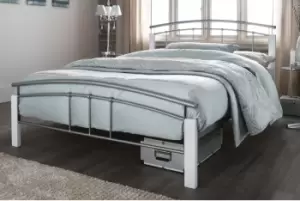 Image of Serene Tetras 5ft Kingsize White And Silver Metal Bed Frame