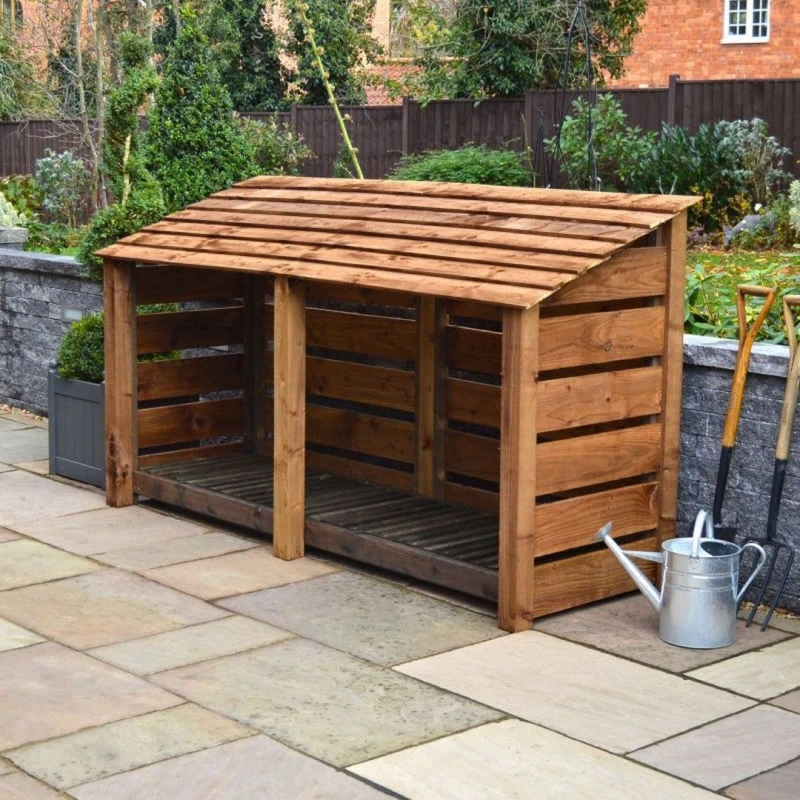 Image of Rutland County Garden Furniture Ltd Normanton 4ft Log Store - L80 x W230 x H128cm - Rustic Brown Brown Unisex
