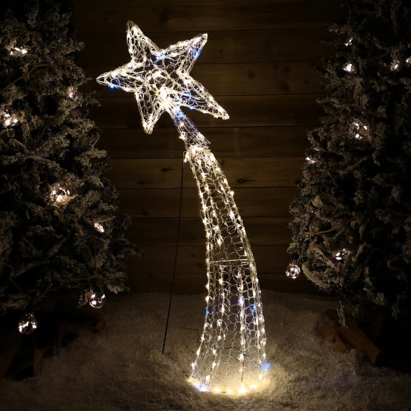 Image of 1.2m Light up Soft Acrylic 2D Shooting Christmas Star with 200 LEDs in Warm White