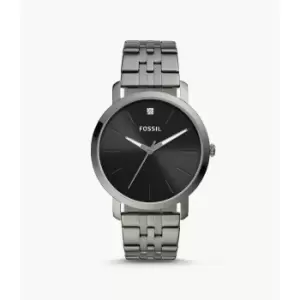Image of Fossil Mens Lux Luther Three-Hand Stainless Steel Watch - Smoke