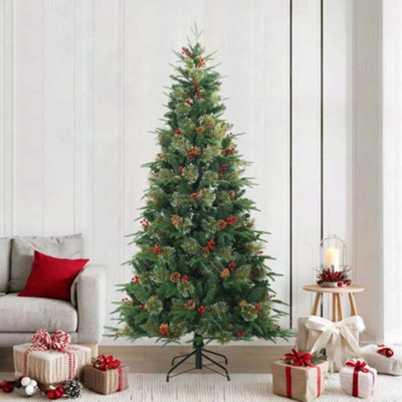 Image of Vidaxl Artificial Hinged Christmas Tree Green 240 Cm Pvc, Pe And Steel