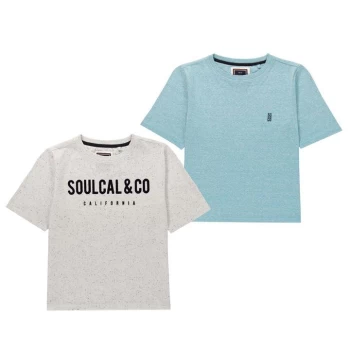 Image of SoulCal Pack Textured Logo T-Shirts Junior Boys - Blue/Ecru