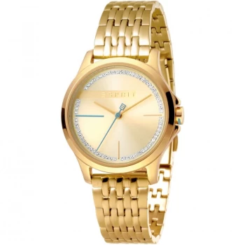 Image of Esprit Joy Womens Watch featuring a Stainless Steel, Gold Coloured Strap and Champagne With Stones Dial
