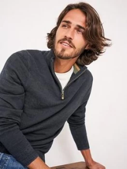 Image of White Stuff Heworth Organic Cotton Funnel Neck Jumper - Navy