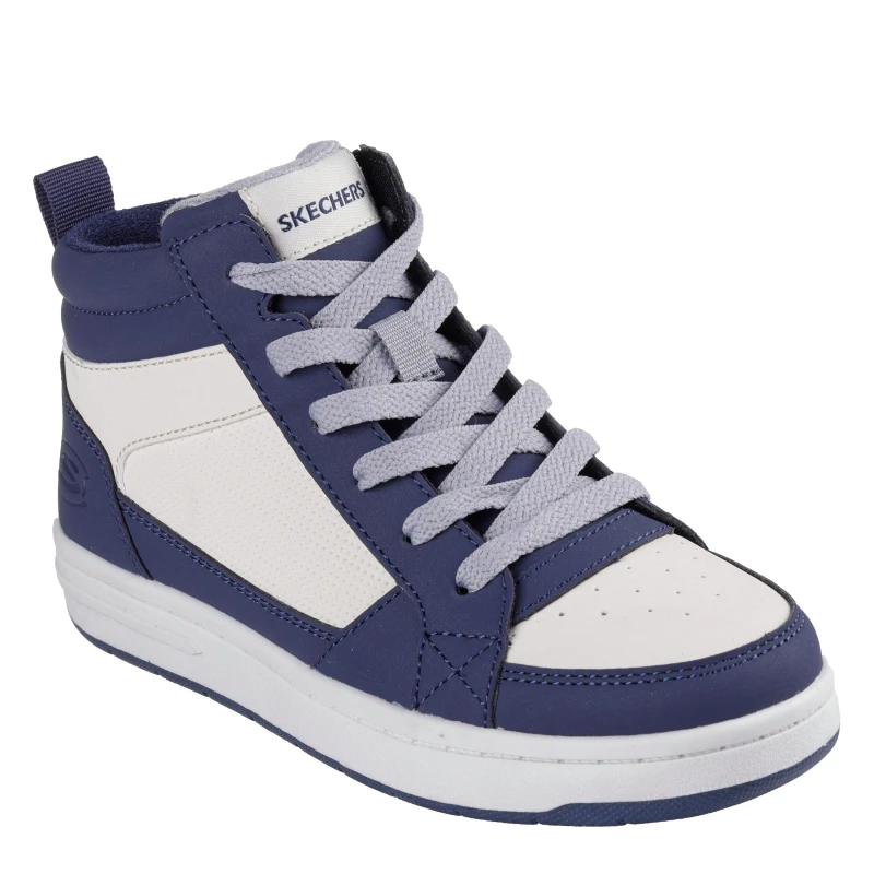 Image of Skechers Lace Up Fleece Lined High Top W Zip High-Top Trainers Unisex Kids Navy/Tan unisex 3 (36)