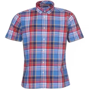 Image of Barbour Mens Madras 9 S/S Tailored Shirt Mid Blue Medium