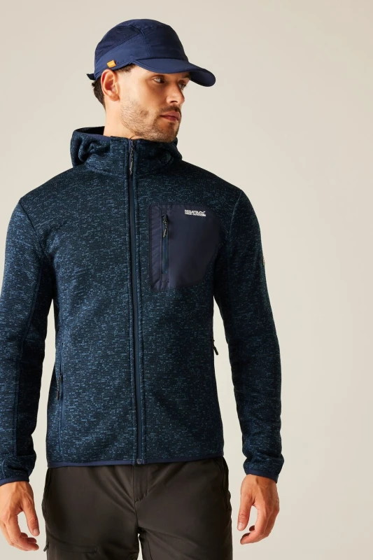 Image of Regatta Regatta Men Newhill Stretch Insulated Hooded Fleece in Blue Size: Small Blue S Male 5063516218791