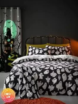 Image of Bedlam Spooky Ghost Double Duvet Set, Grey, Size Double