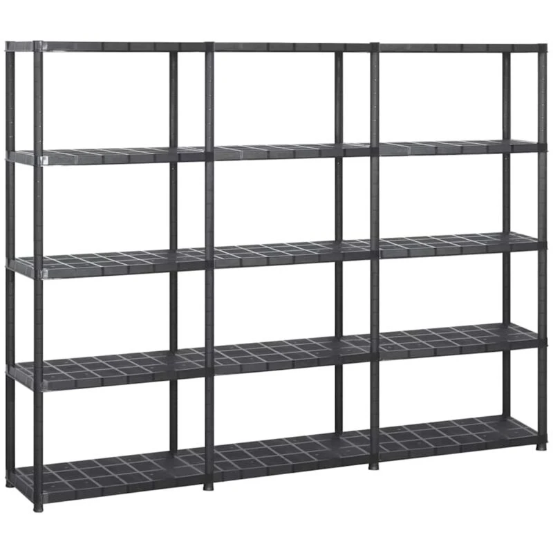 Image of VIDAXL Vidaxl - Storage Shelf 5-Tier Black 213x38x170cm Plastic 8720286289204