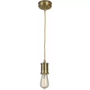 Image of 1 Bulb Ceiling Pendant Light Fitting Aged Brass Finish LED E27 60W Bulb
