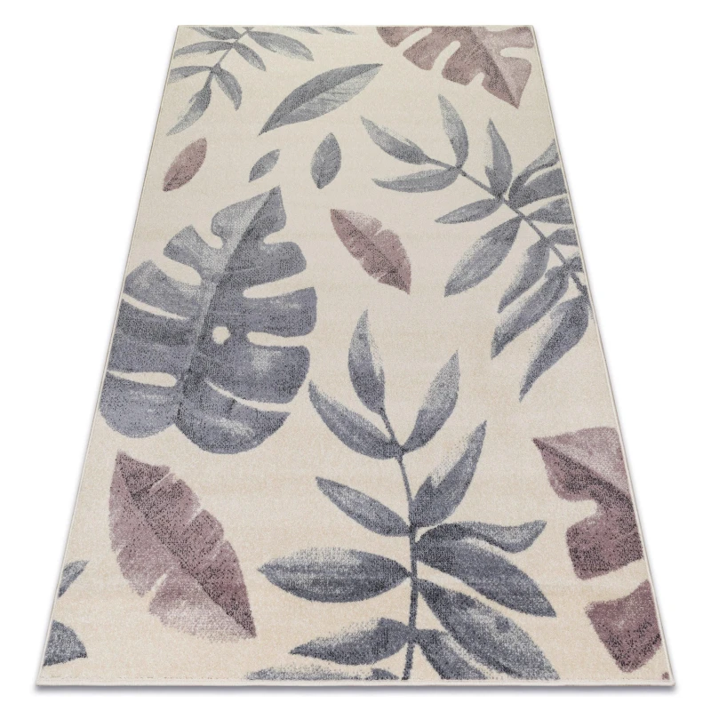 Image of RUGSX Rugsx - Carpet heos 78428 cream / pink leaves monstera beige 160x220cm DEV1099