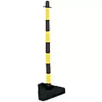Image of Chain Barrier Freestanding Triangular Black, Yellow 32 x 87 x 12 cm