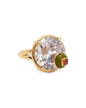 Image of kate spade new york Shaken Or Stirred Cubic Zirconia Martini Cocktail Ring in Gold Tone