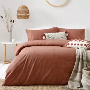Image of The Linen Yard Claybourne Super King Duvet Cover Set Cotton Pecan