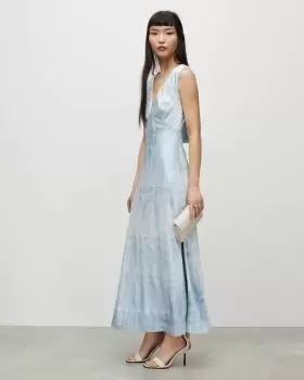 Image of AllSaints Karlina Estrella Silk Blend Maxi Dress