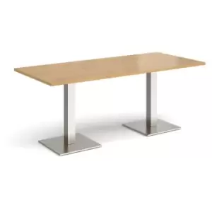 Image of Brescia rectangular dining table with flat square brushed steel bases 1800mm x 800mm - oak