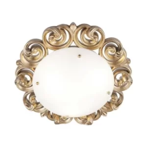 Image of Lantana Flush Ceiling Lamp Pearl Gold, 3 Light, E14