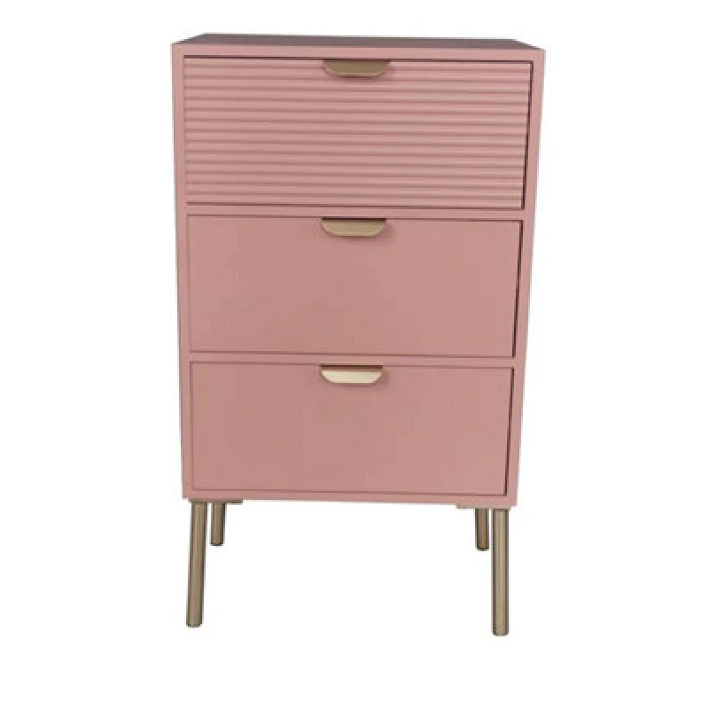 Image of MSL 75cm Pink Wooden 3 Drawer Chest Of Drawer 9150