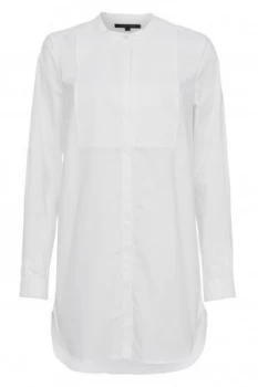 Image of French Connection Smithson Cotton Bib Front Longline Shirt White