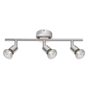 Image of Fayetteville 3 Light Ceiling Spotlight Bar Satin Nickel Metal GU10 3x50W - Merano