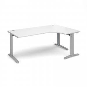 Image of TR10 Deluxe Right Hand Ergonomic Desk 1800mm - Silver Frame White Top