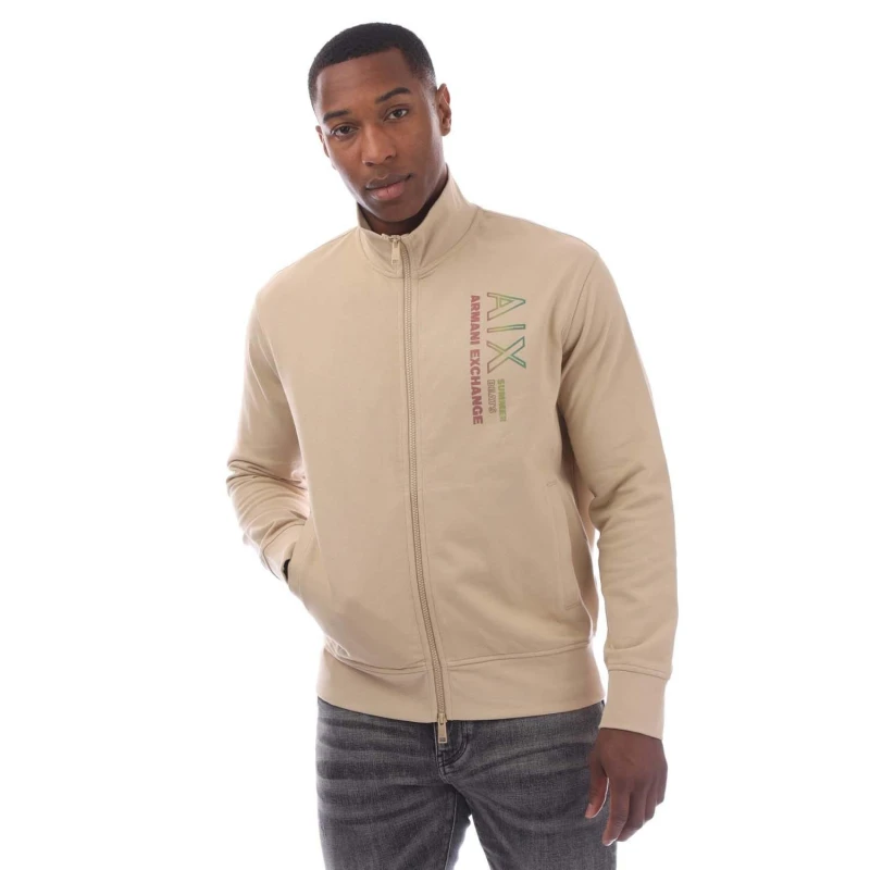 Image of Armani Exchange Full-Zip Sweatshirt Beige male XS