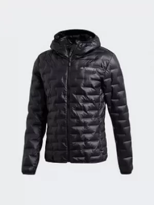 Image of adidas Light Down Hooded Jacket, Black, Size S, Men