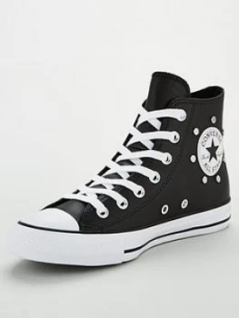 Image of Converse Chuck Taylor All Star Stud Leather Hi Top Plimsolls - Black