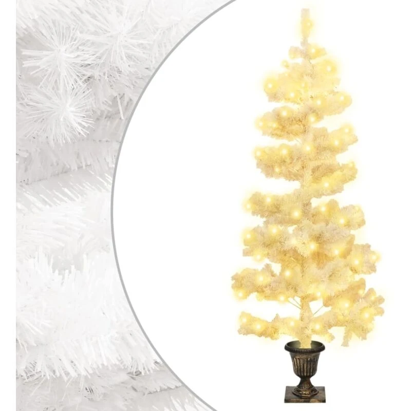 Image of VIDAXL Swirl Pre-lit Christmas Tree with Pot White 120cm PVC vidaXL 8720287021223