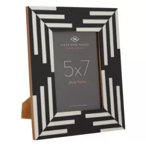 Image of Olivia's Donall 5 x 7 Striped Photo Frame in Black & White