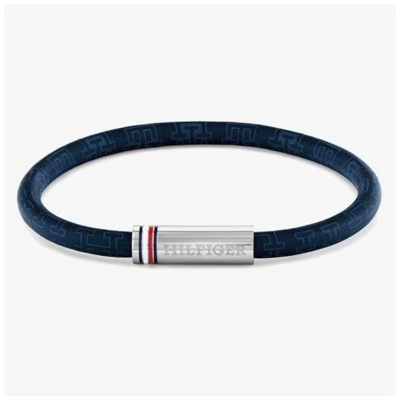 Image of Tommy Hilfiger 2790702 Printed Cord Blue Leather 19cm Jewellery