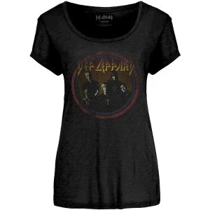 Image of Def Leppard - Vintage Circle Womens Medium T-Shirt - Black