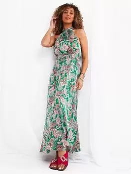 Image of Joe Browns Marni Halterneck Dress Green, Size 10, Women