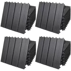 Image of WPC Decking Tiles Waterproof Flooring Terrace Balcony Garden Patio Outdoor Sidewalks Composite Deck Floor 44x Klassik anthrazit (de)