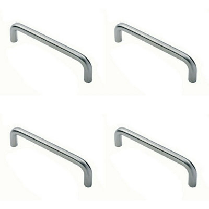 Image of Loops 4x Round D Bar Pull Handle 22mm Dia 150mm Fixing Centres Satin Stainless Steel Metallics unisex