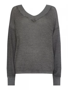 Image of Free People South Side V Neck Thermal Top Black