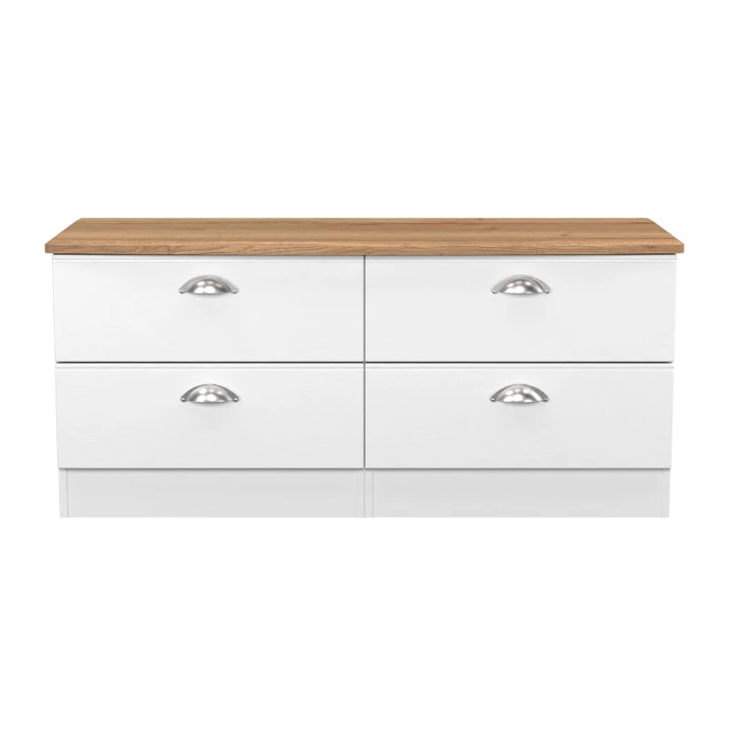 Image of Welcome Furniture Ltd Victoria 4 Drawer Bed Box in White Ash & Riviera Oak - Ready Assembled, White VIC036WARO