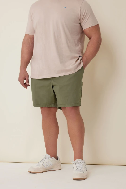 Image of BadRhino BadRhino Men Elasticated Waist Chino Shorts in Light Khaki Size: 5-6X-Large Light Khaki 5-6XL Male 5059738085907
