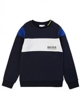 Image of Hugo Boss Block Crew Neck Sweatshirt Navy Size 10 Years Kids