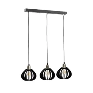 Image of Gemma Bar Pendant Ceiling Light Black, Gold, 60cm, 3x E27