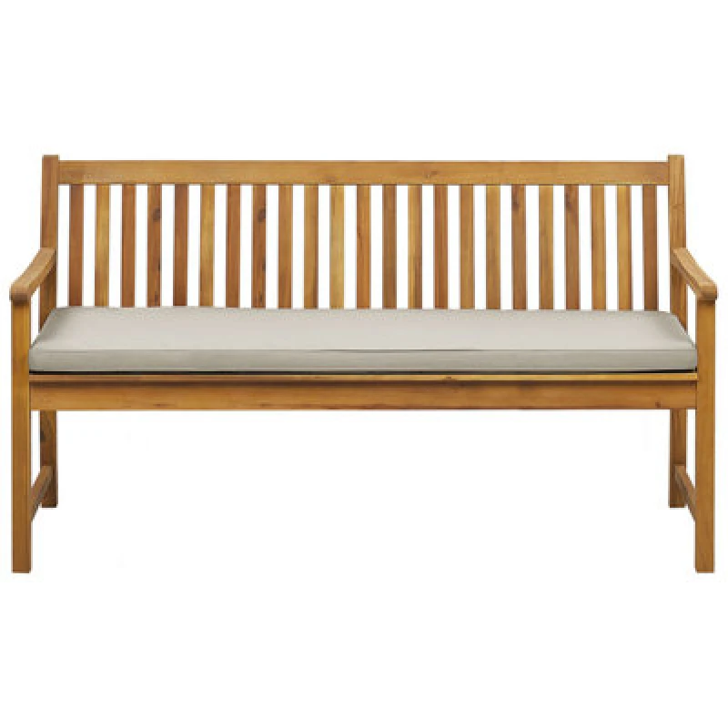 Image of Beliani Garden Bench With Cushion Vivara 160 Cm Certified Acacia Wood Beige