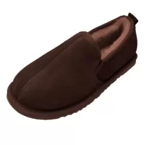 Image of Eastern Counties Leather Mens Sheepskin Lined Hard Sole Slippers (7 UK) (Chocolate)