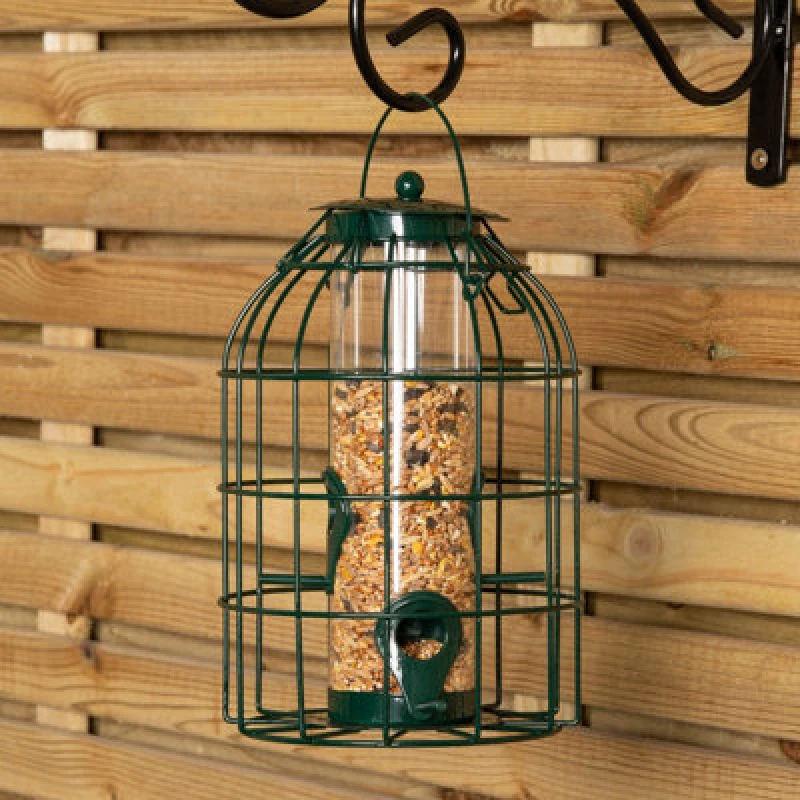 Image of Samuel Alexander Wild Bird Seed Feeder Cage with Squirrel Guard Green
